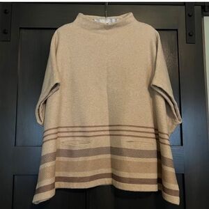 Faherty Poncho Sweater front pockets o/s tan